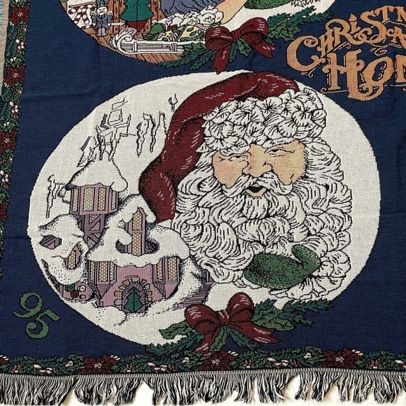 Chatham VTG tapestry woven Christmas Santa throw blanket - Picture 4 of 14